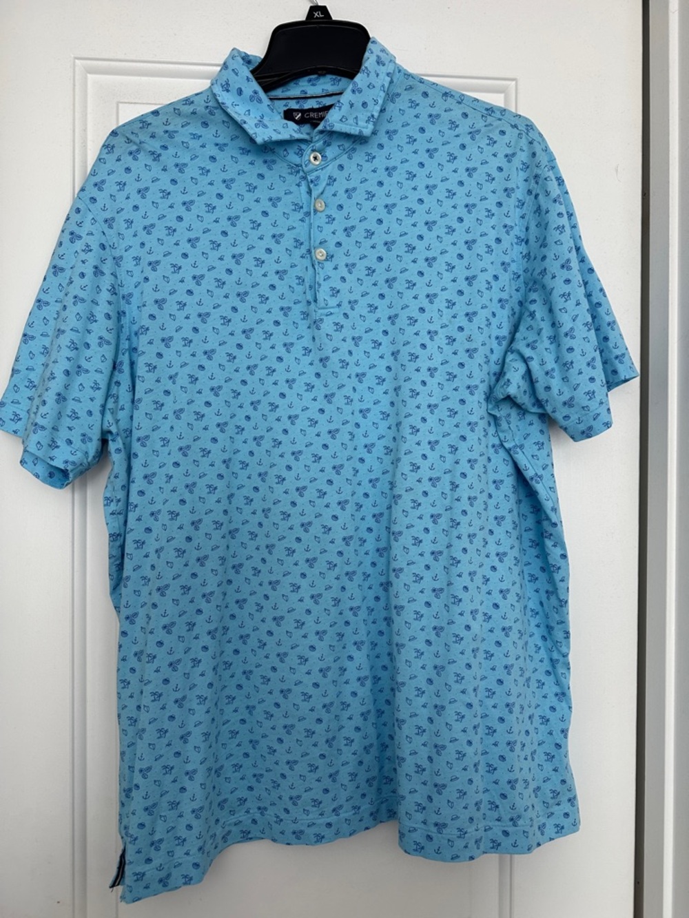 Daniel Cremieux Light Blue Polo with Navy Micro Print